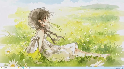 春天草地上女孩