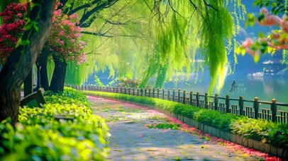 4k小路边的绿色