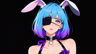 蓝发独眼美女