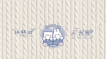 兔子与小熊 冬日温暖毛线壁纸