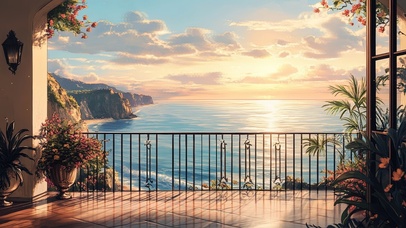 海边的阳光落地阳台