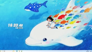 可爱鲸鱼游鱼桌面主题