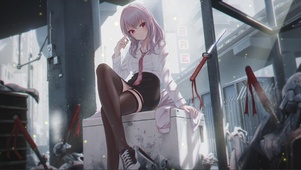城市角落的孤独女孩