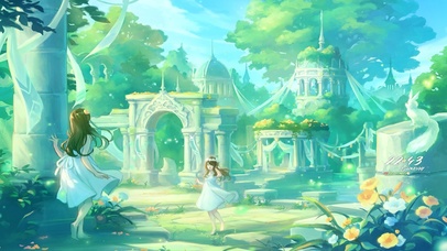 治愈城堡花园玩耍少女