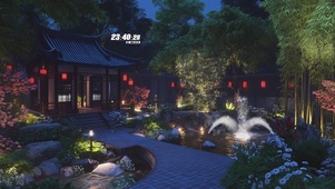 治愈中式凉亭