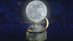 唯美治愈星河独木舟