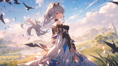 大自然中的少女