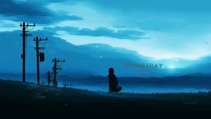 治愈唯美日出湖边少女