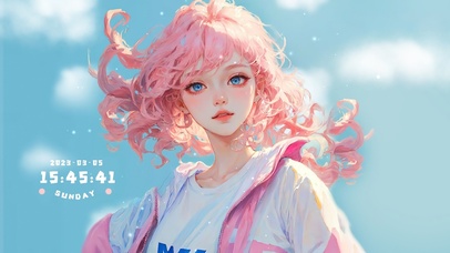 清纯粉头发阳光女孩