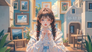 4K 可爱灵动麻花辫女生