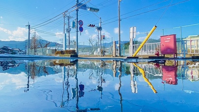 4K日系唯美青空下的轻轨线