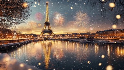 璀璨烟火中的巴黎