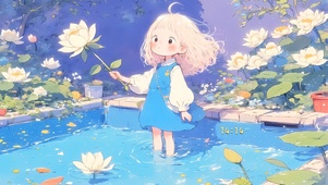 摘荷花的女孩