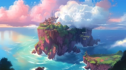 清新唯美彩云小岛