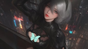 甜美白发2B女孩