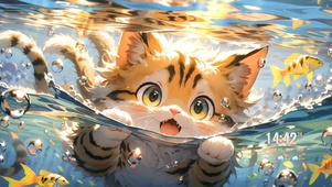 4k 大眼猫学游泳