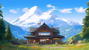 青葱雪山木屋