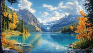 彩林碧水秋山