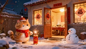 放鞭炮的可爱猫咪