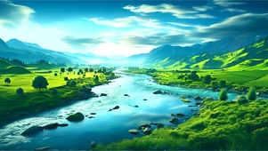 河流草地