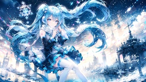 梦幻雪花初音少女