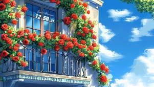 窗外蔷薇花开
