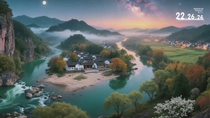乡村山水风景画