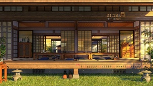 4K日式庭院夕阳木屋