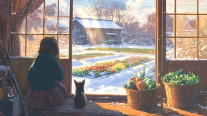 女孩与猫咪的温馨小家