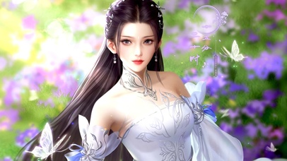 4k 唯美古风花海女神