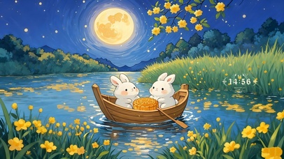 小兔赏月