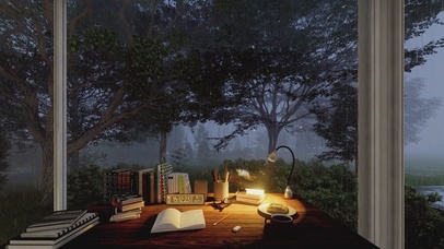 4K安静雨天书房