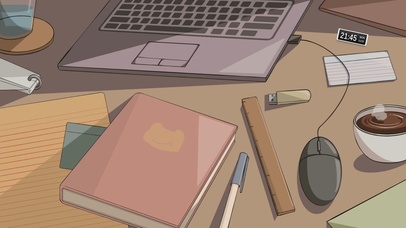 凌乱的办公桌面