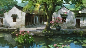 茂盛翠绿的藤蔓小院