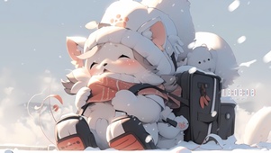 可爱踏雪猫咪