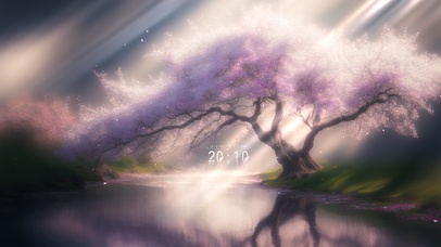 4K唯美治愈梦幻迷雾樱花河流