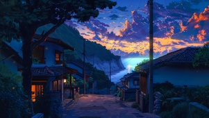 夕阳下的小镇