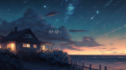 4K唯美治愈梦幻星空海边木屋