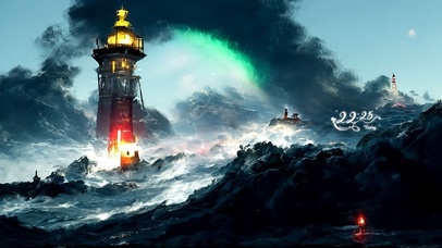 4k 唯美梦幻海上灯塔