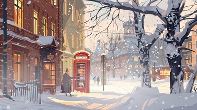 冬季飘雪俄罗斯街头