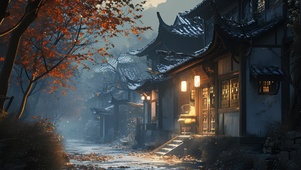深秋古宅