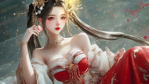 古风明媚红衣少女