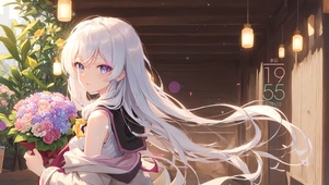白发花朵少女
