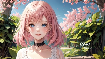 可爱粉发森林女孩