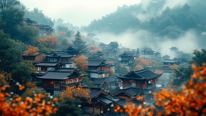唯美秋天山村