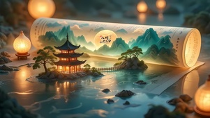 山水画轴