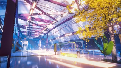 唯美治愈秋日地铁站