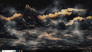 黑金山水AI插画-桌面主题