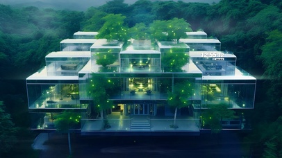 山顶绿植玻璃房