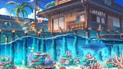 夏日海边垂钓女孩